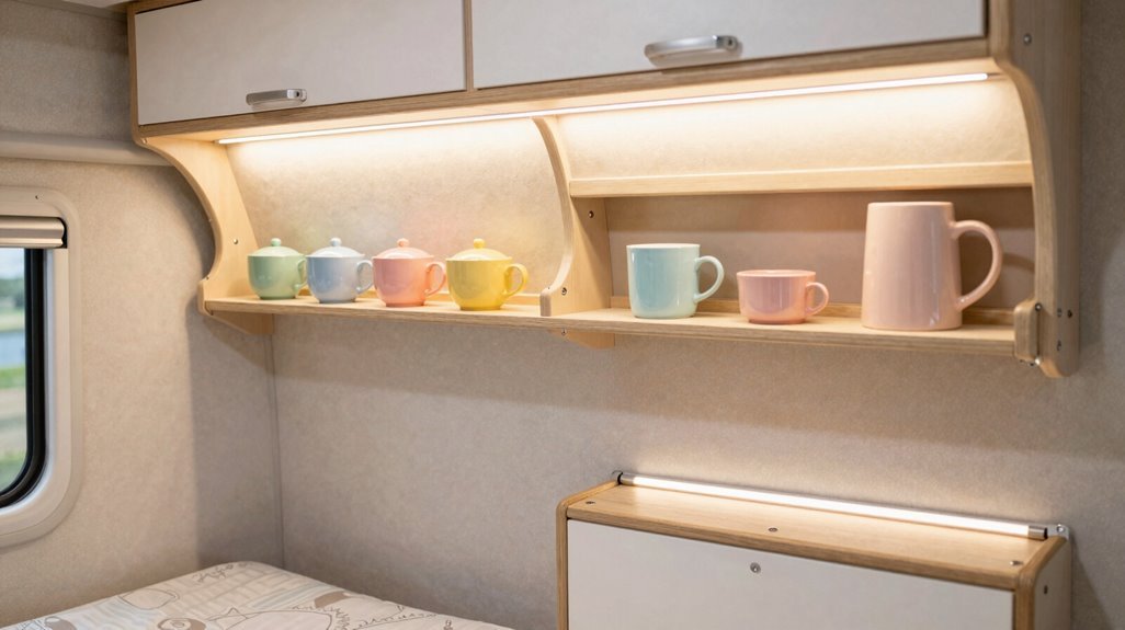 10 Cute Camper Decor Ideas That Maximize Tiny Spaces 5 12v led strips battery powered dimmable