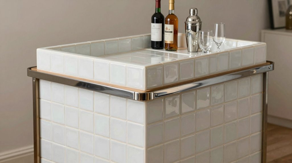 7 Genius IKEA Hacks That Look Expensive 6 40 dollar changing table transformed into faux tile bar cart