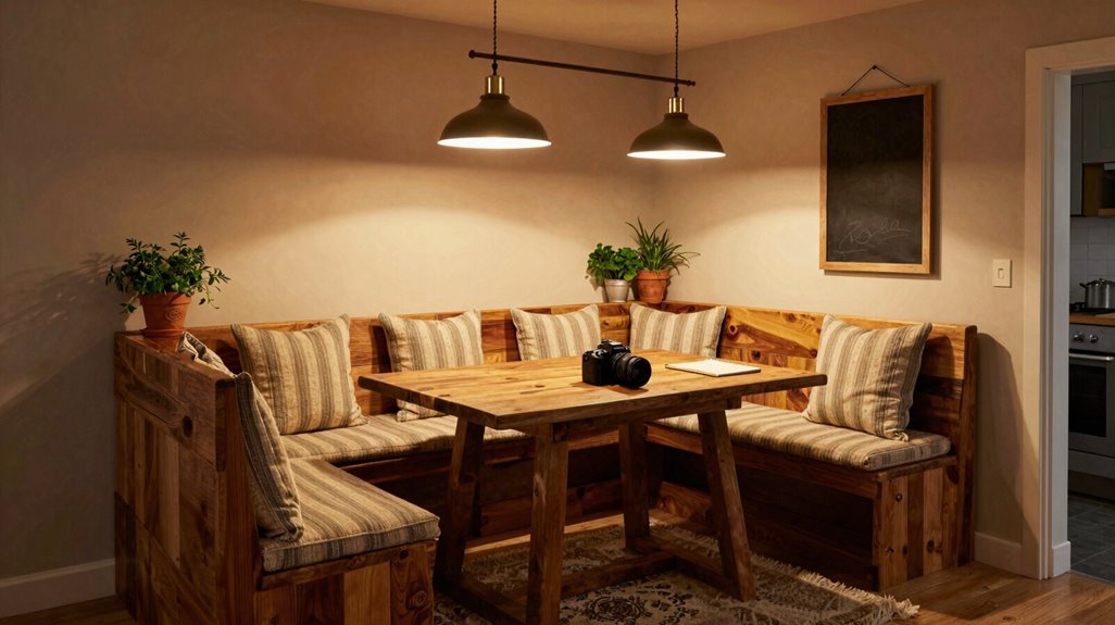 10 DIY Banquette Seating Ideas for Cozy Kitchen Nooks 9 adjustable pendants define cozy nook