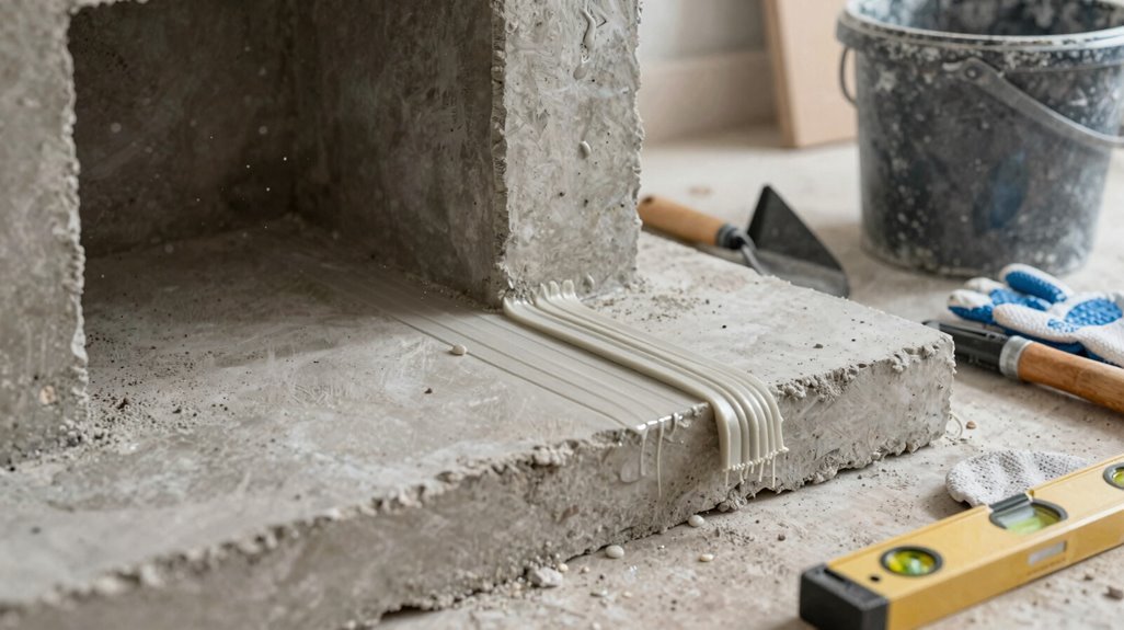 10 Steps to Create a Fireplace Hearth From Scratch 7 assess surface choose adhesive 3 16 1 4 inch bed