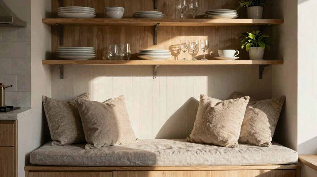 10 DIY Banquette Seating Ideas for Cozy Kitchen Nooks 6 banquette under shelves storage integrated