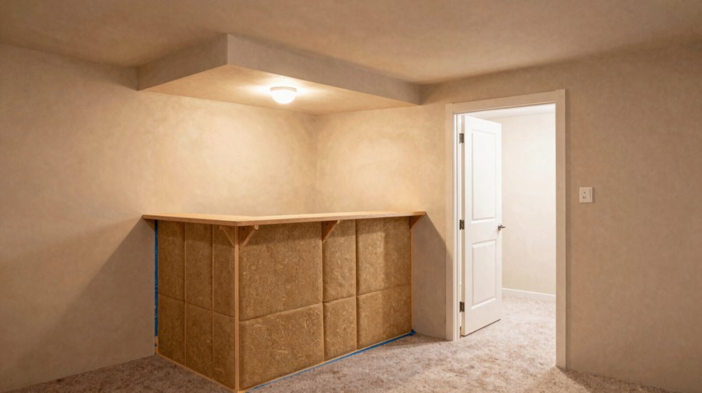 basement moisture proof shared wet bar
