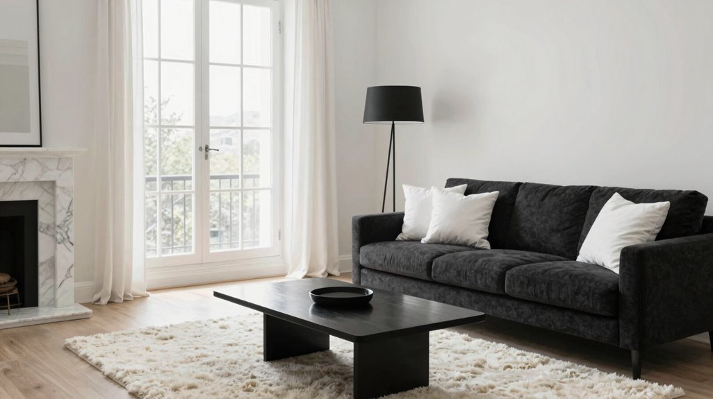 black accents balance three zones