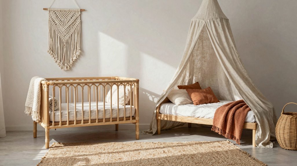 boho nursery layered natural warmth
