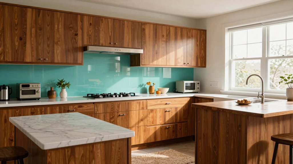 5 Tips for Decorating a Mid-Century Modern Kitchen 1 bold backsplash anchors mid century kitchen