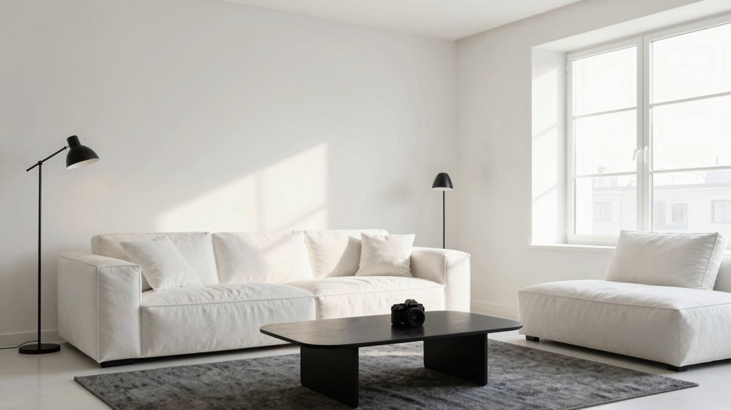 bold white room with black anchors