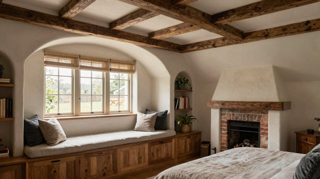 12 Vaulted Ceiling Bedroom Layout Ideas 7 built in window seat with shelves