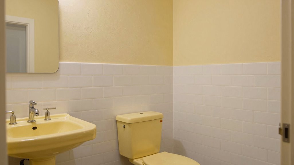 butter yellow fixtures framed strategically with complementary walls