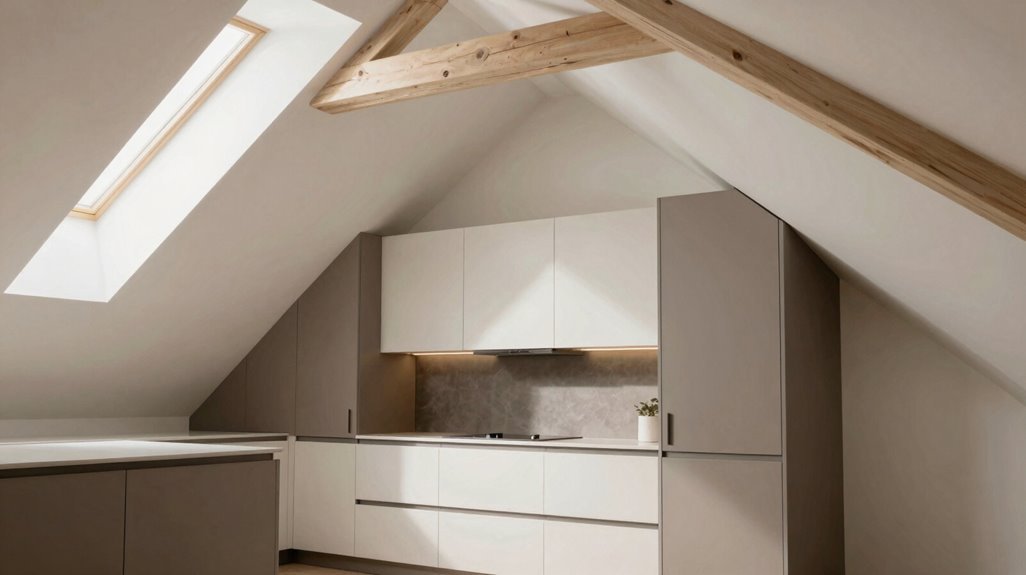 cabinetry under sloped vaults