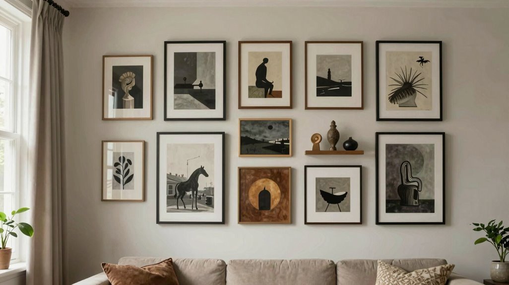 The 7 Best Ways to Style Living Room Wall Art 4 center art at 57 60 inches