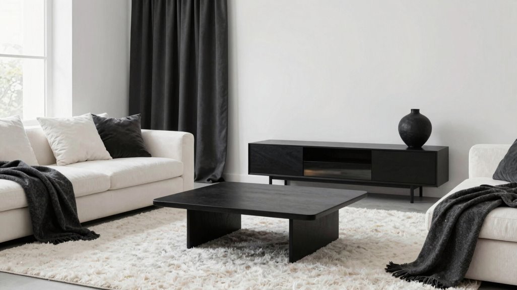 15 Ways to Create Your Dream White Living Room 14 charcoal accents balanced monochrome