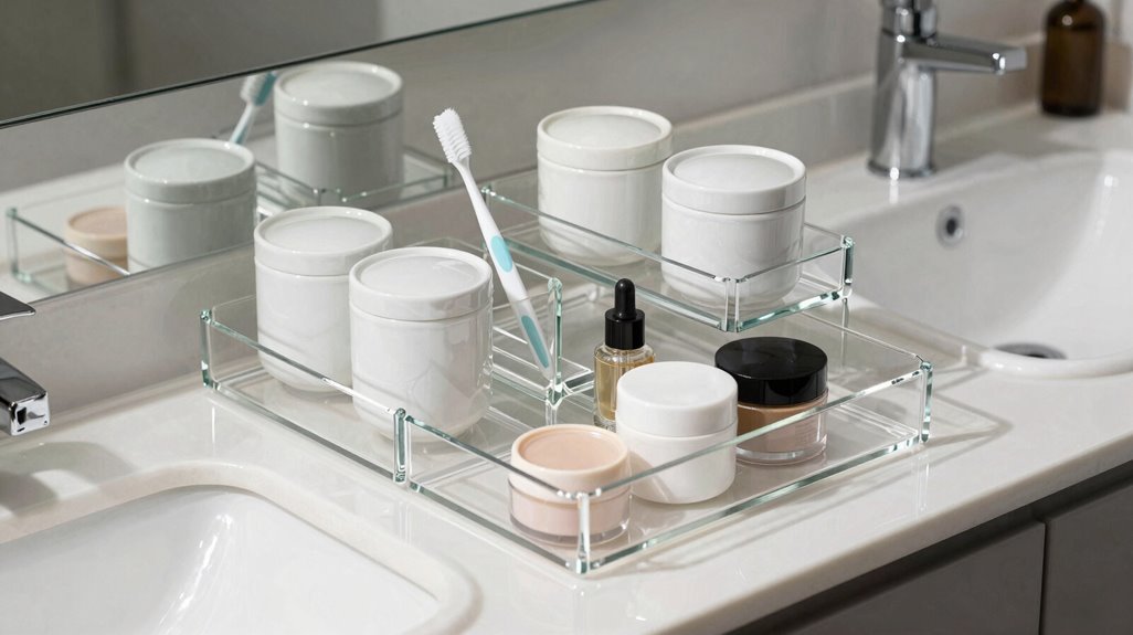 clear tiered organized countertops
