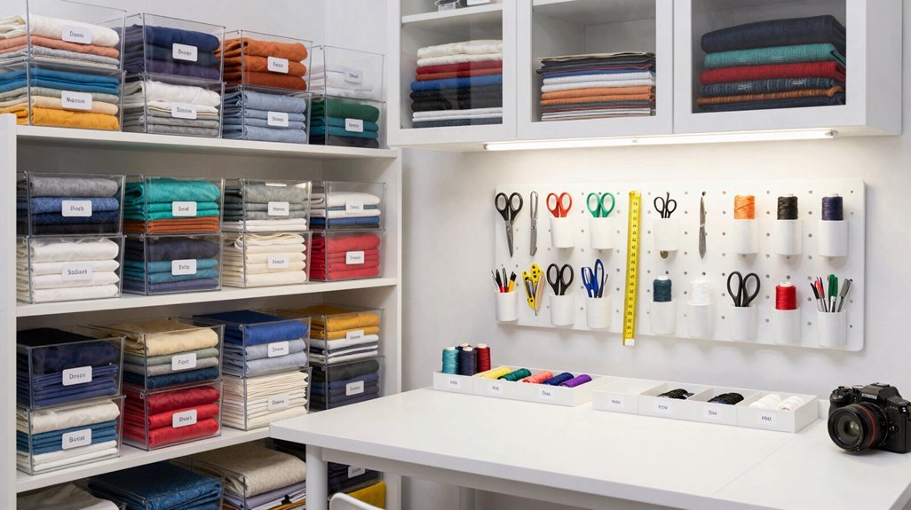 clear visible organized fabric storage