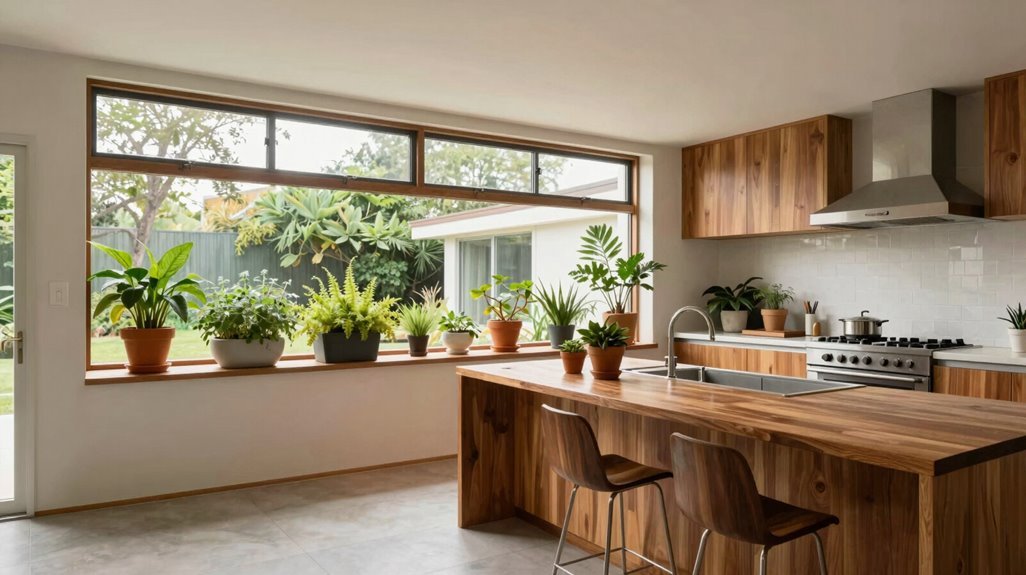 How to Decorate Mid-Century Modern Kitchens in 10 Steps 9 clerestory windows with plants