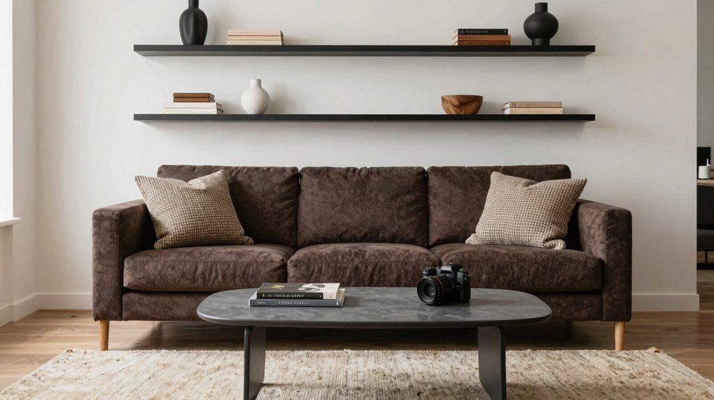 10 Dark Brown Couch Living Room Ideas That Actually Work 3 cohesive black to white neutral palette