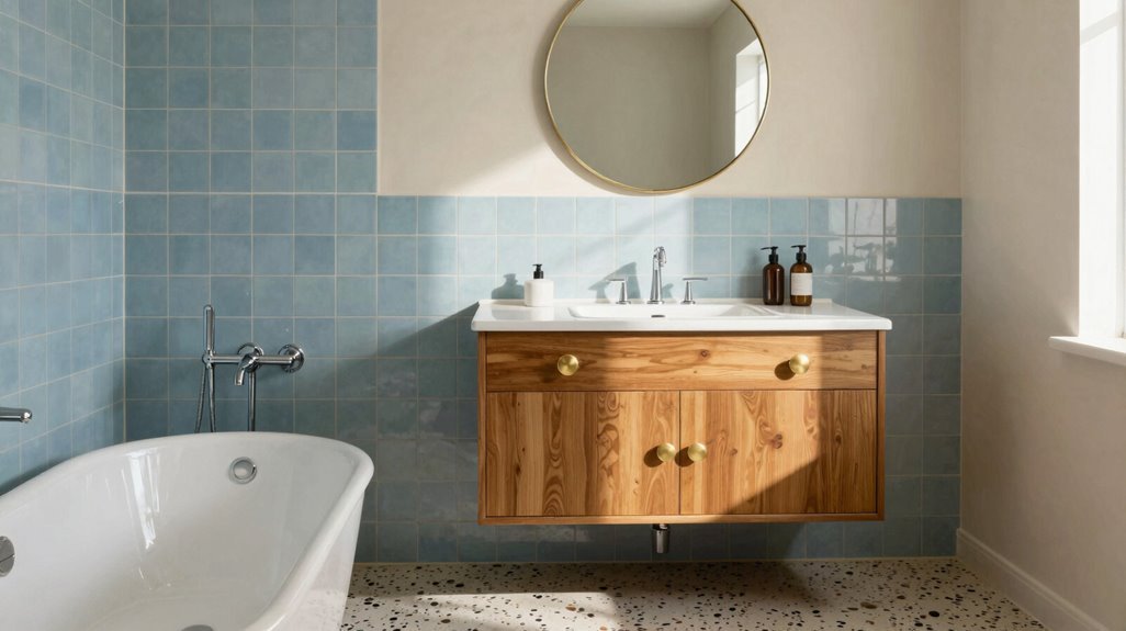 7 Mid-Century Modern Bathroom Tips for Decorating With Retro Style 7 cohesive retro bathroom essentials emphasized