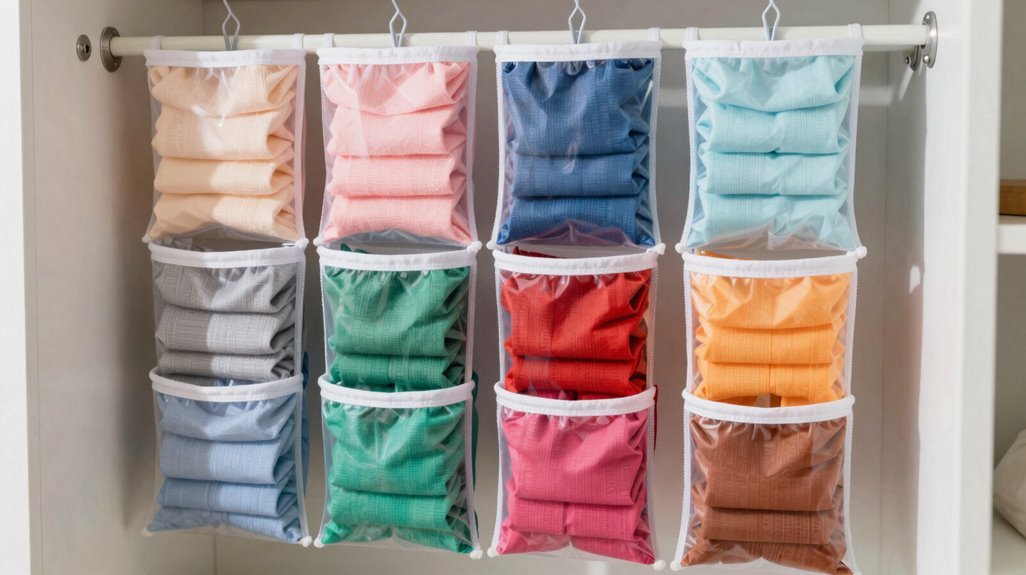 color sorted fabric scraps organizer