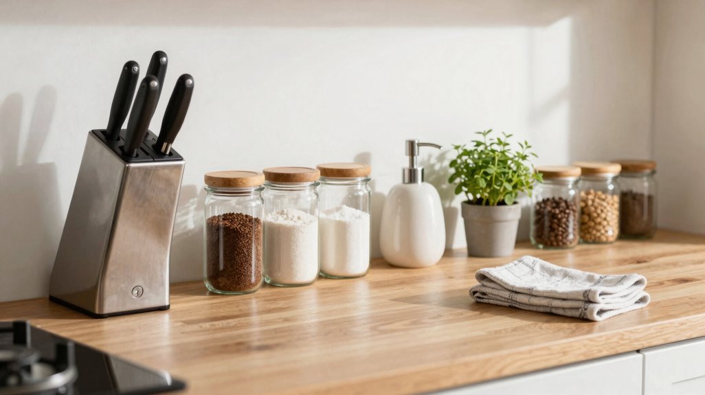 10 Steps to Organize Kitchen Counters 7 core daily essentials within 24 inches