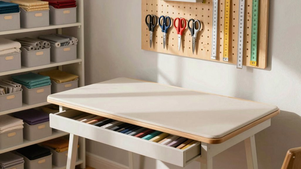 cutting table ergonomics and storage