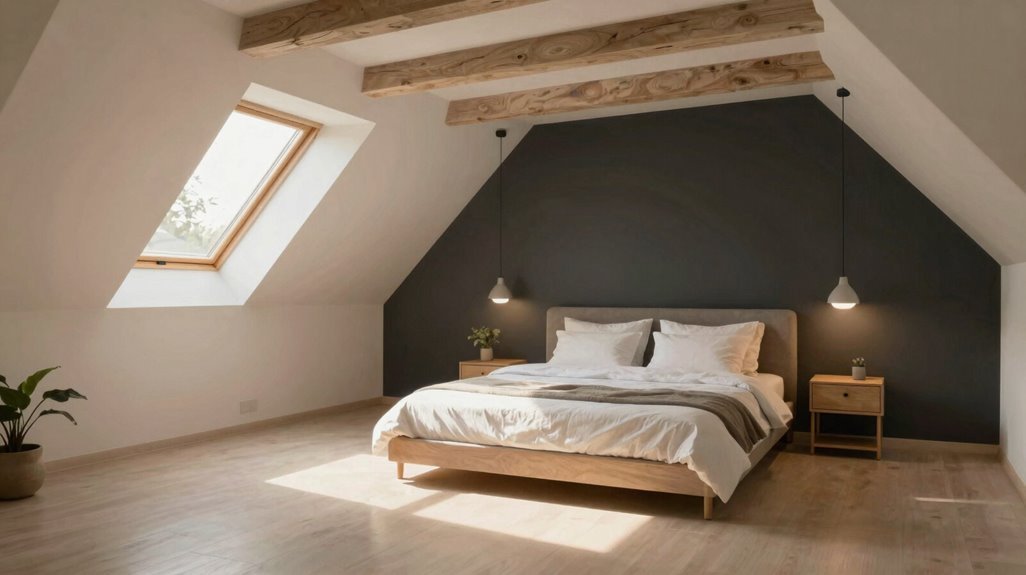 12 Vaulted Ceiling Bedroom Layout Ideas 4 dark accent wall anchors vaulted bedroom