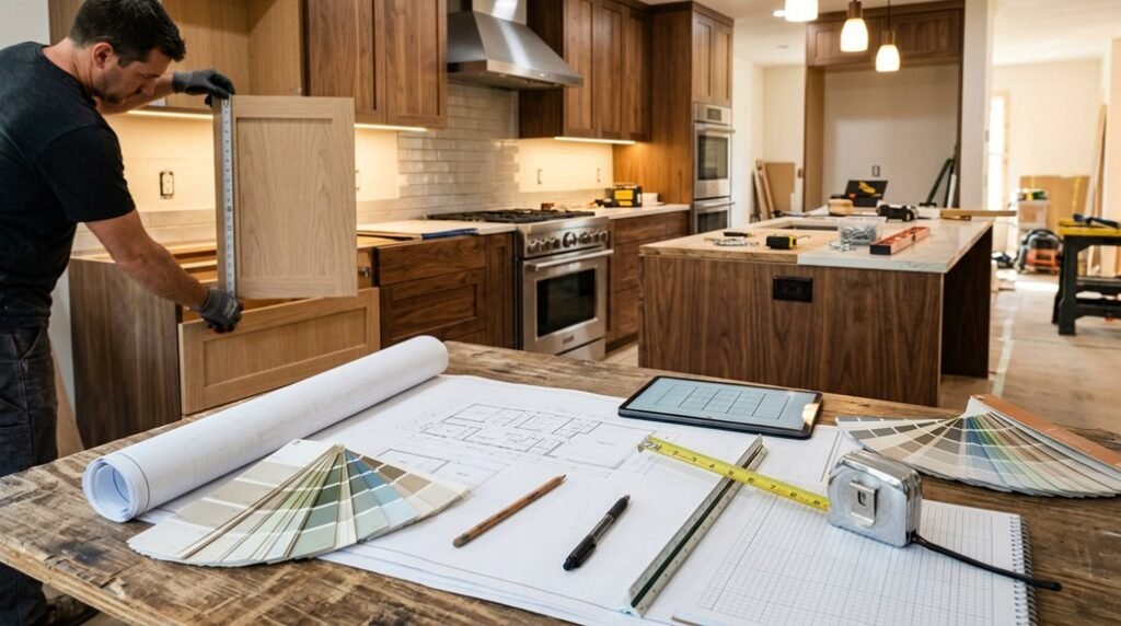 design a detailed kitchen plan stepwise
