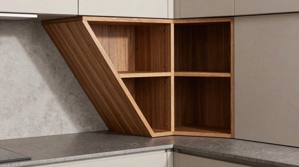 diagonal corner cabinets maximize accessible storage