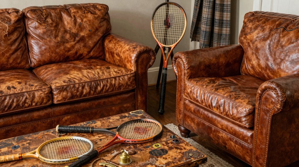 distressed leather vintage sports accents