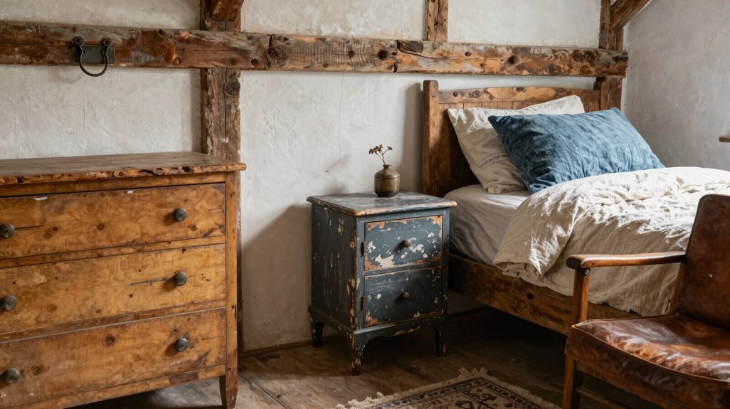 7 Farmhouse Bedroom Ideas for a Cozy Rustic Retreat 5 distressed reclaimed timber authentic patina