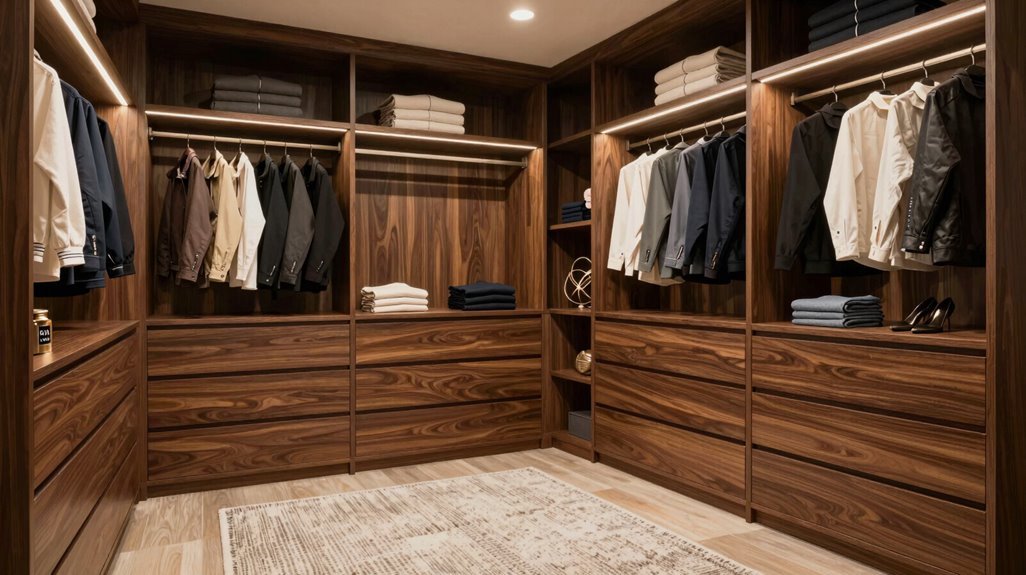 10 Best Basement Walk-In Closet Design Ideas for 2027 6 drawers over hanging rods