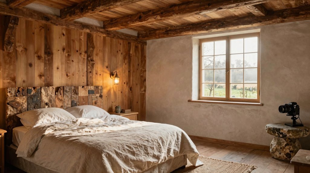 7 Farmhouse Bedroom Ideas for a Cozy Rustic Retreat 4 exposed beams warm wood walls