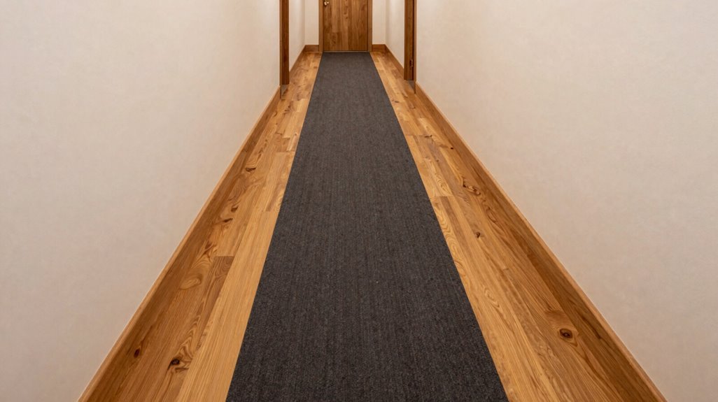 extend hardwood or add runner for grounded color