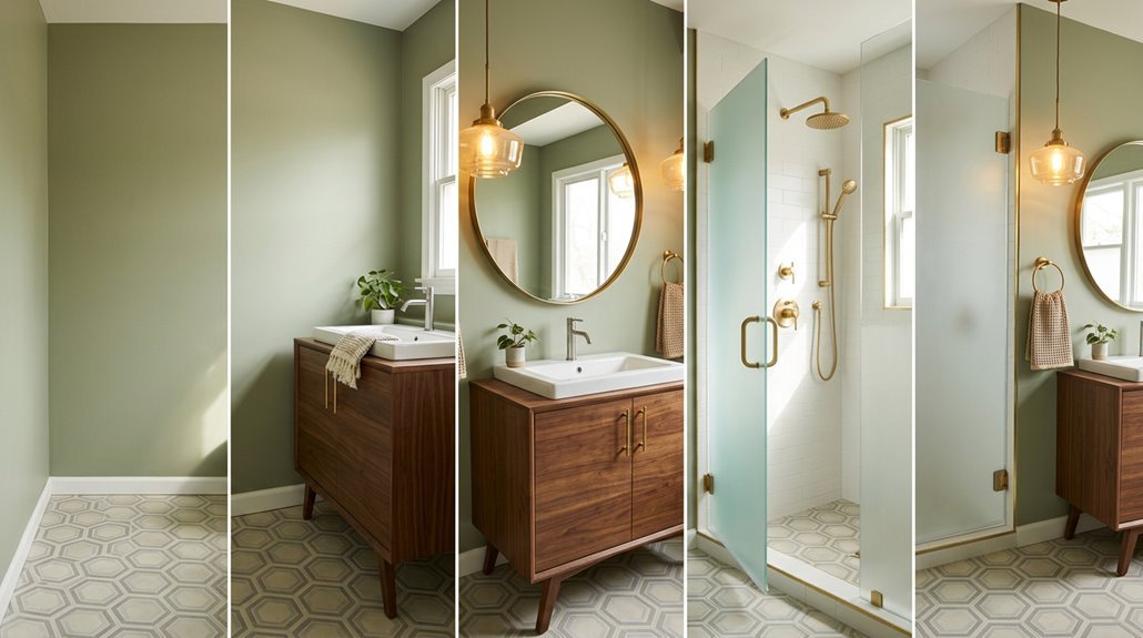 five step mid century bathroom makeover