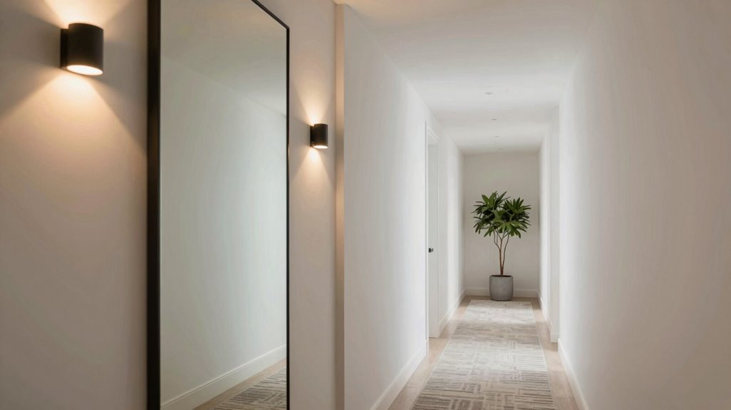 floor length hallway mirror illusion