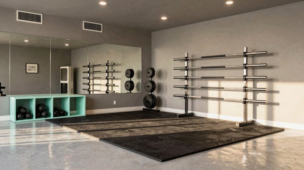 garage gym flooring climate wall racks