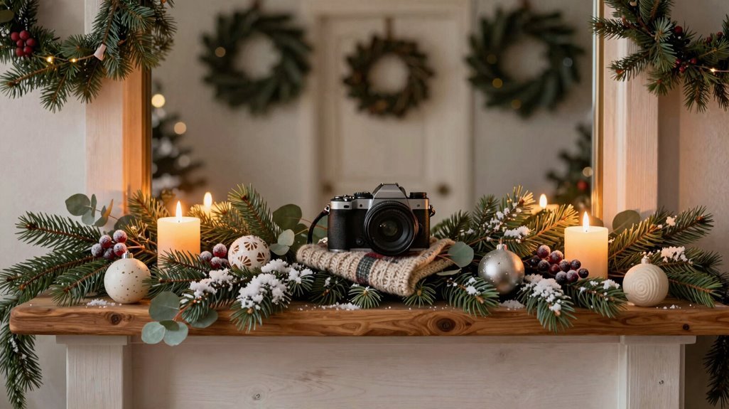 greenery with timer flameless candles