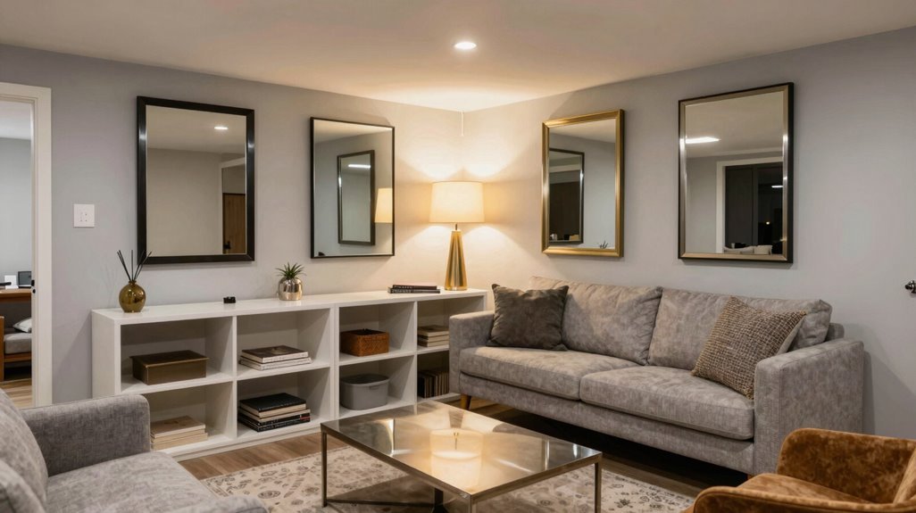 10 Basement Family Room Ideas That Maximize Every Square Foot 8 hang mirrors opposite light sources to amplify brightness