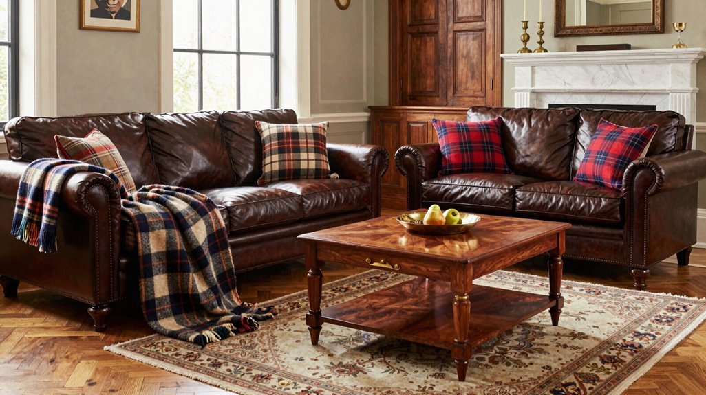 3 Steps to Design a Ralph Lauren Living Room 2 heritage textures with plaid luxury
