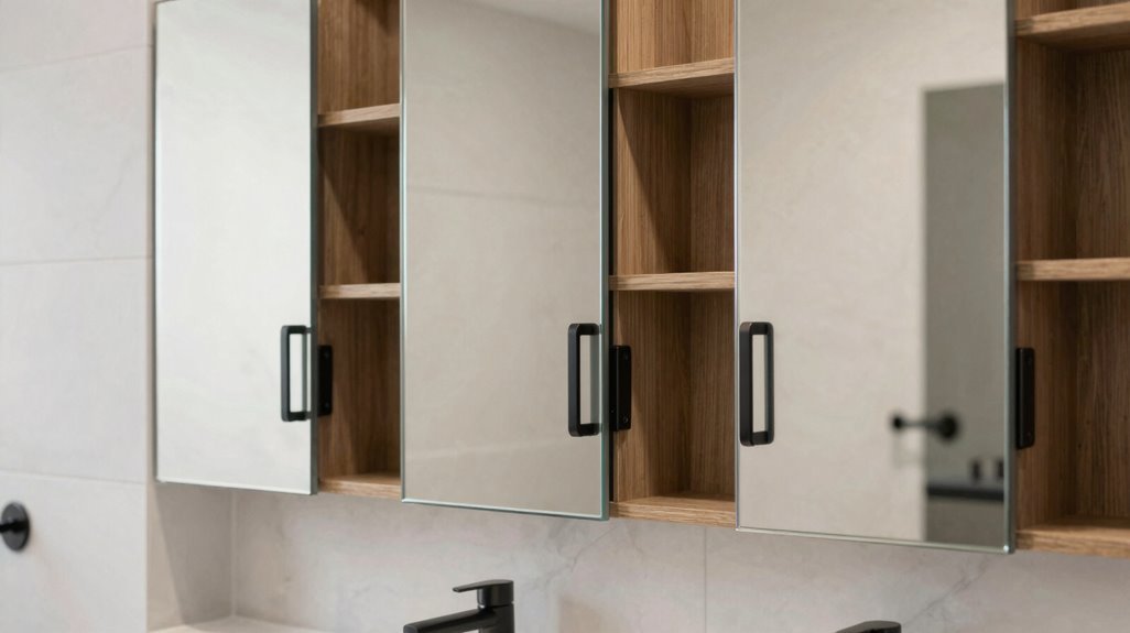 hidden storage mirrored cabinet installation