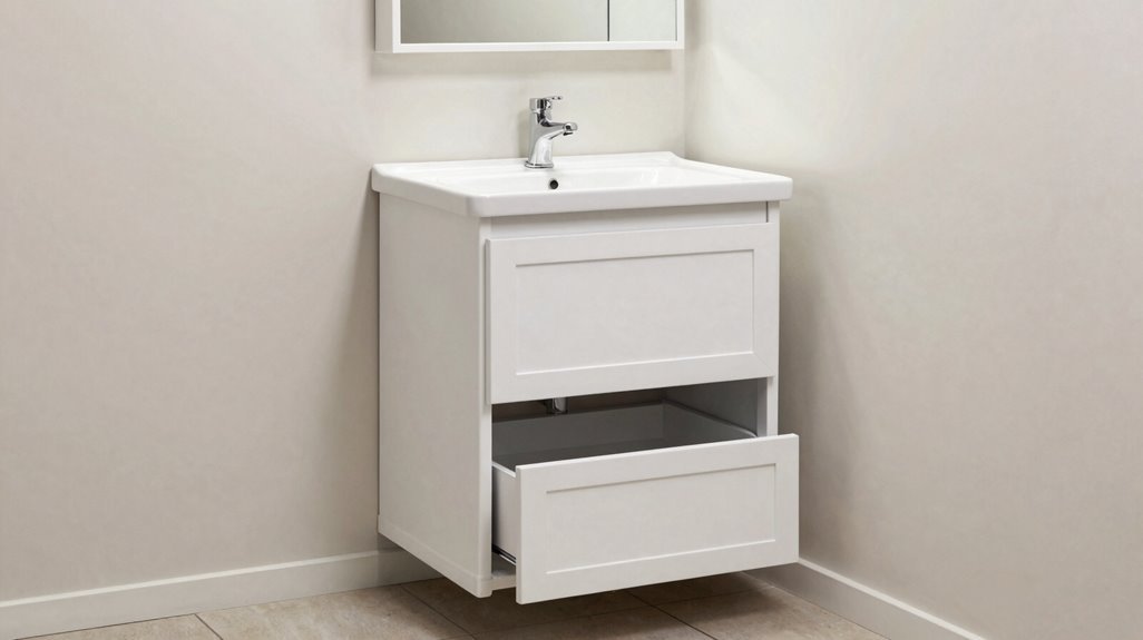 hidden storage under pedestal sink