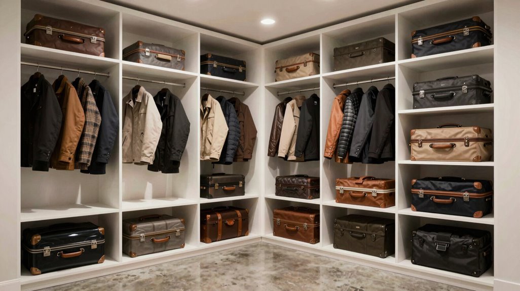 10 Best Basement Walk-In Closet Design Ideas for 2027 7 high shelves for seasonal luggage storage