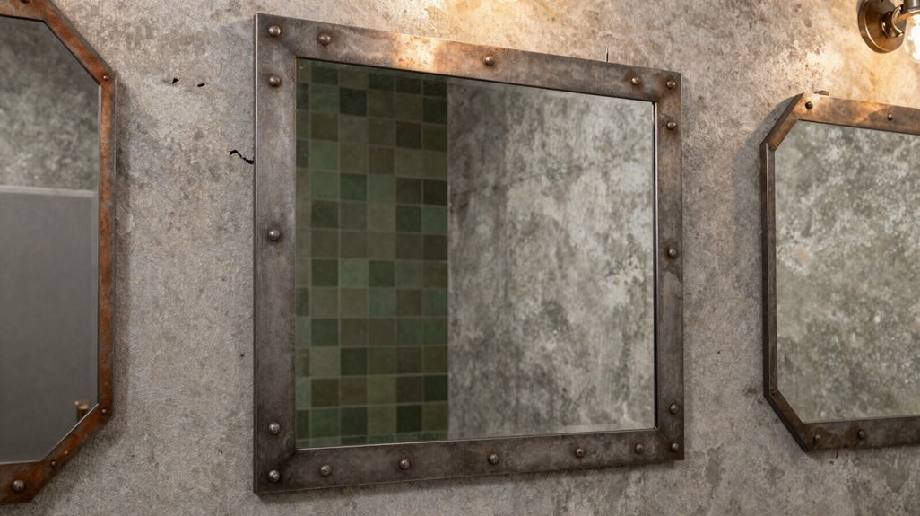20 Stunning Bathroom Mirror Ideas to Elevate Your Space 13 industrial raw metal mirrors contrasts
