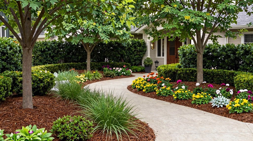 7 Front of House Landscaping Ideas That Boost Curb Appeal 3 layered front yard entry depth