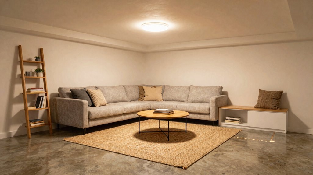 10 Basement Family Room Ideas That Maximize Every Square Foot 5 layered rugs and heated flooring warmth