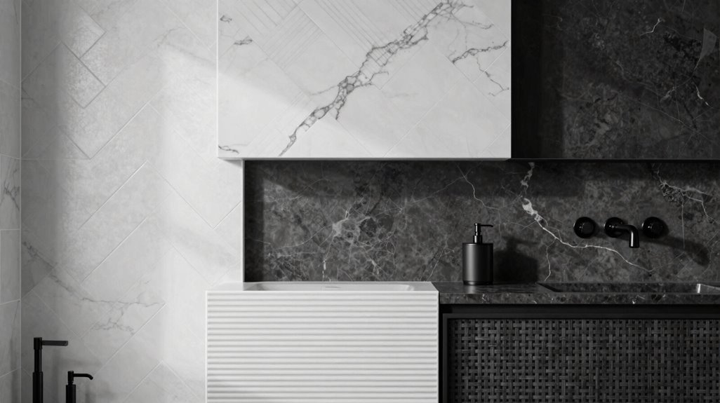 layered textures contrasting tiles