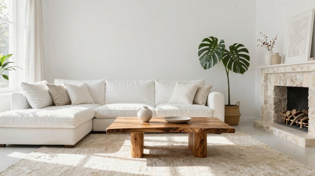 light wood dark accents layered textiles
