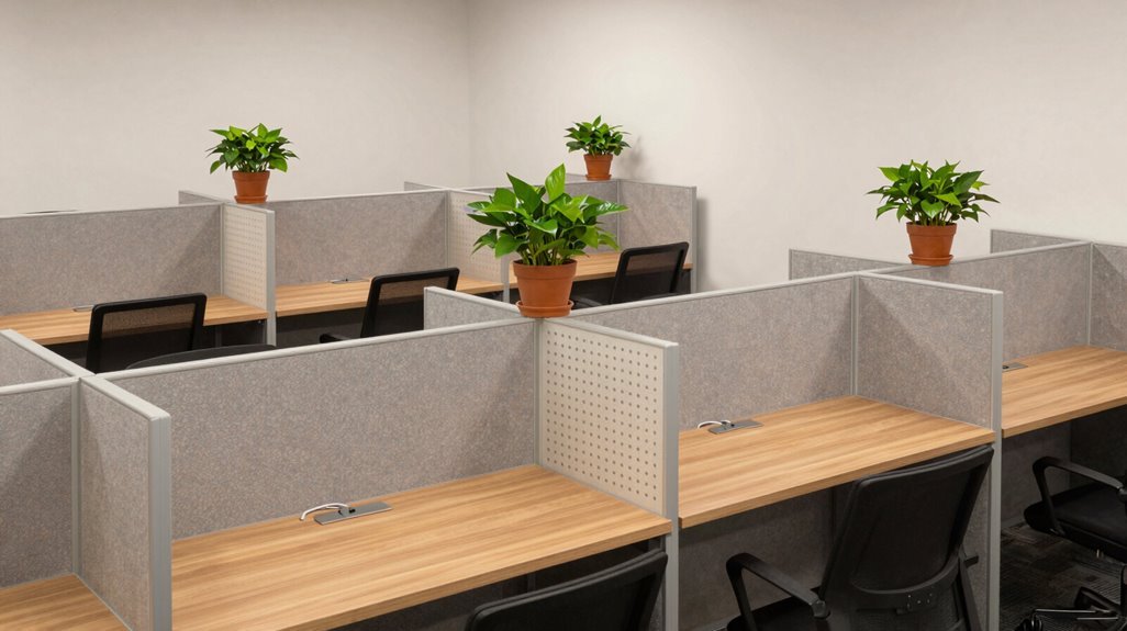 5 Office Cubicle Designs That Boost Productivity in 2027 4 low profile glass insert sound panels