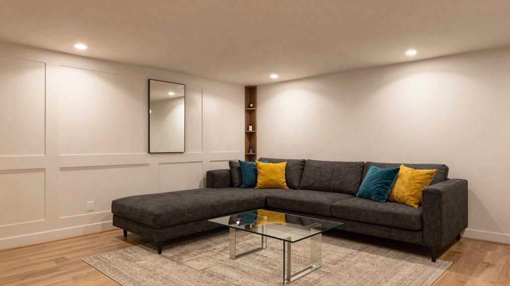 5 Basement Living Room Ideas to Transform Your Space 3 low slung furniture tall airflow