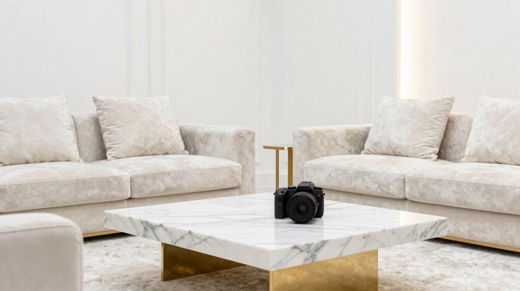 luxurious marble velvet gold accents