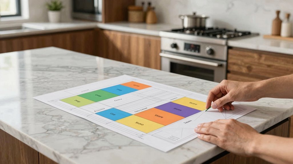 map kitchen into five zones