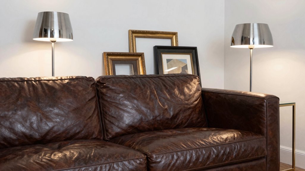 10 Dark Brown Couch Living Room Ideas That Actually Work 7 metallic lamps and frames framing warmth
